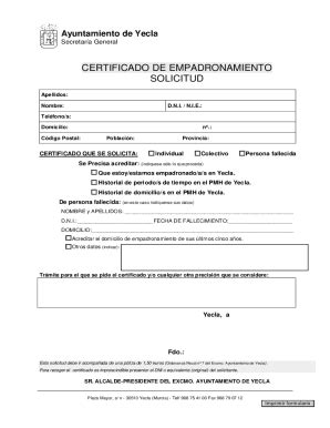 Completable En línea Ayuntamiento de Yeclae TRMITES Fax Email Imprimir