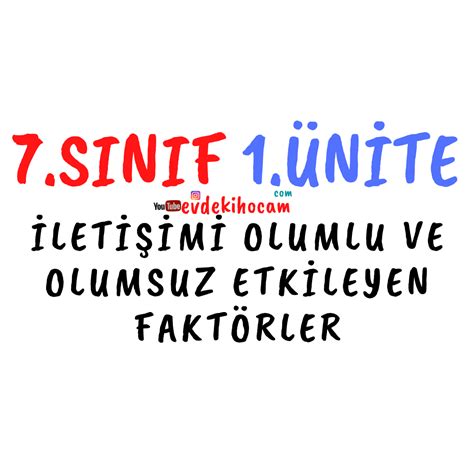 7 Sınıf Sosyal Bilgiler 1 Ünite İletişimi Olumlu ve Olumsuz Etkileyen