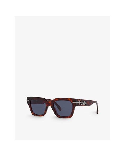 Fendi Fe40078i Irregular Frame Tortoiseshell Acetate Sunglasses In Blue Lyst