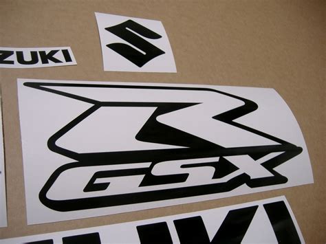 Suzuki Gsx R 750 Black Color Decals Set With Outlined Logo Moto