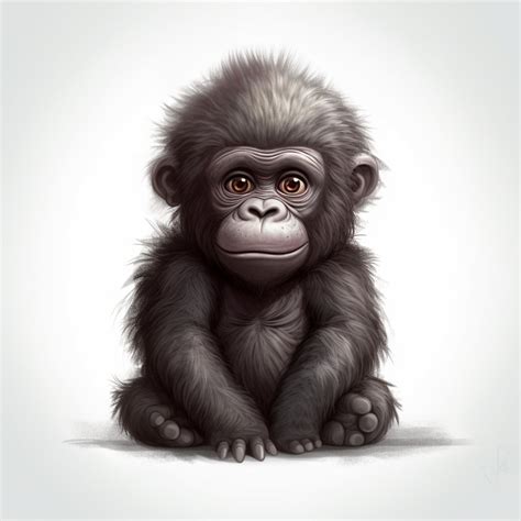 Baby Gorilla Cartoon AI Digital Download Digital Art Animal Digital ...