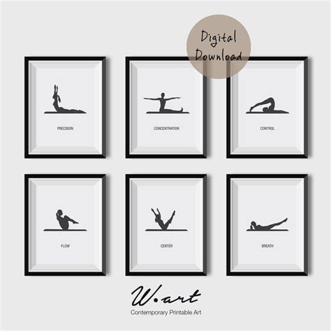 PILATES POSTER Set Of 6 Pilates Poster Pilates Art Print Pilates