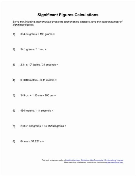 Significant Figures Worksheet Chemistry Fresh Significant Figures