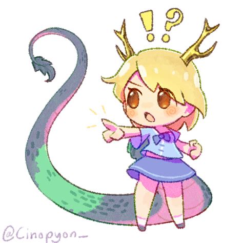 Safebooru 1girl Black Footwear Blonde Hair Blue Shirt Blush Dragon Horns Dragon Tail Green