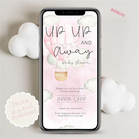Hot Air Balloon Baby Shower Invitation Adventure Awaits Etsy