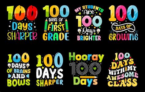 100th Days Of School T Shirt Bundle Hundred Days T Shirt Design Set