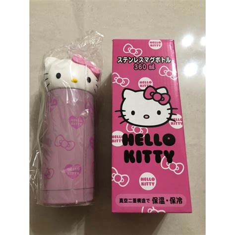 日版限定hello Kitty凱蒂貓真空二重構造【粉紅瓶身頭型杯蓋】保溫瓶 蝦皮購物