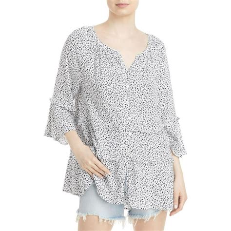 Beach Lunch Lounge Womens Suella Boho Button Down Peasant Top