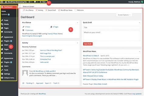 Wordpress Admin Panel Interface Tutorial Webnots