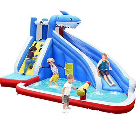 BOUNTECH Toboggan gonflable sur le thème des requins pour enfants et