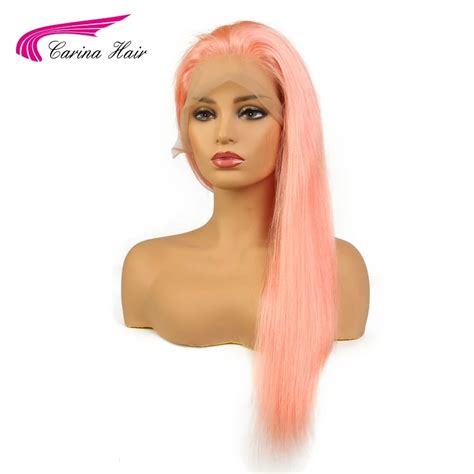 Carina Peruvian Remy Human Hair Pink Color Front Lace Wig Pre Plucked