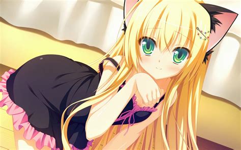 Wallpaper Illustration Blonde Simple Background Long Hair Anime