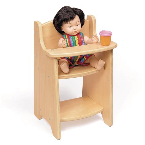 Environments Wooden Baby Doll Highchair Play Furniture Natural Finish