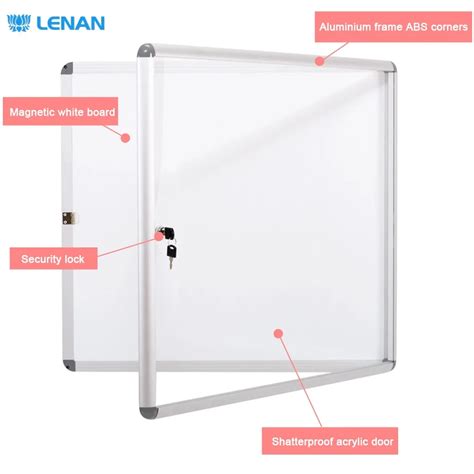 Wall Mounted Lockable Display Board Showcase Gray Fabric Pin Notice