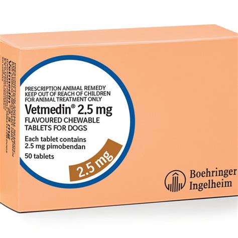 Vetmedin 2.5mg (Pimobendan) Chewable Tablets for Dogs 50 Tablets- Pres ...