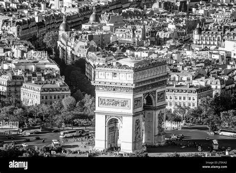 Famous Triumphs Arch called Arc de Triomphe in Paris - aerial view ...