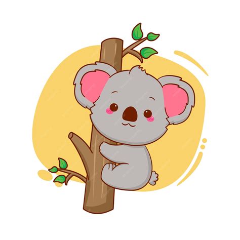 Premium Vector Cute Koala Bear Koalas Climbing Trees Cartoon Mascot