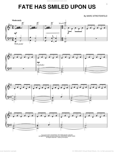 Fate Has Smiled Upon Us Intermediate Sheet Music For Piano Solo