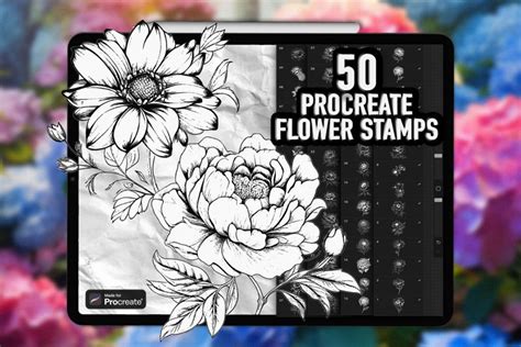 Flower Procreate Stamps Procreate Flower Tattoo Brushes