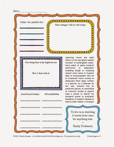 Adventures In Guided Journaling Printable Guided Journal Pages Undated