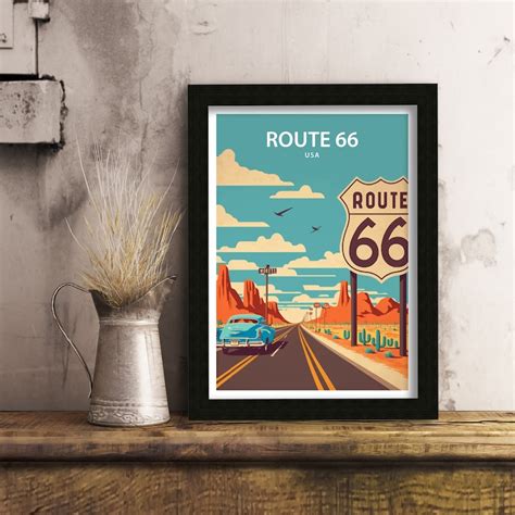 Route 66 Art Print Route 66 Route 66 Wall Decor Route 66 Etsy