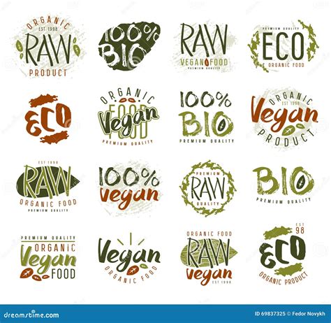 Raw Vegan Labels Badges And Design Elements Stock Vector