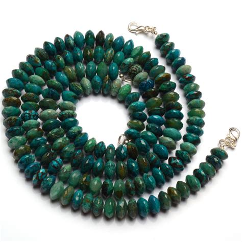 Natural Chrysocolla Gemstone Faceted German Cut Rondelle Beads Mm