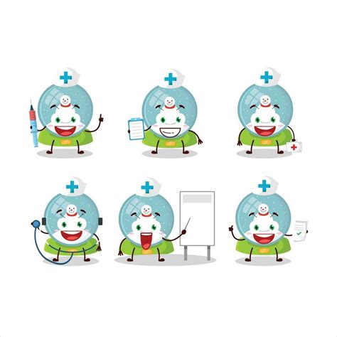 Doctor Profession Emoticon With Snowball With Snowman Cartoon Character