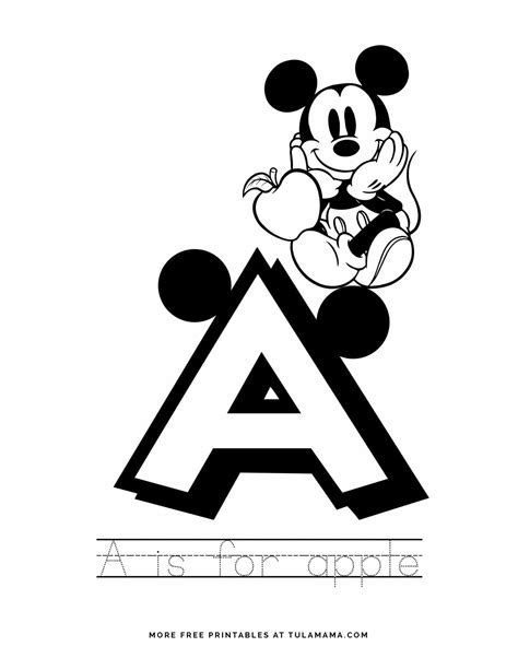 Free Printable Mickey Mouse ABC Coloring Pages - Tulamama