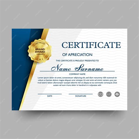 Certificado de plantilla de reconocimiento con patrón de lujo y moderno, diploma | Vector Premium