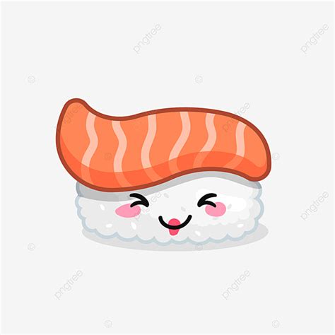 Cute Cartoon Sushi Sake Salmon Traditional Asia Food Isolated Food