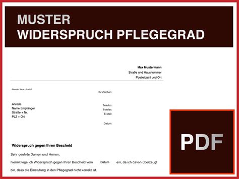 Muster Widerspruch Pflegegrad Pdf CONVICTORIUS