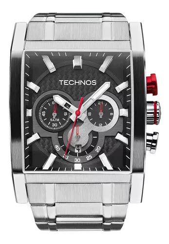 Reloj Cuadrado Anal Gico Plateado Technos Original Para Hombre Color