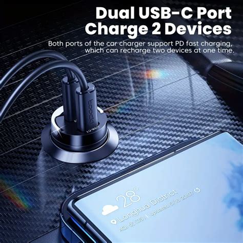 Toocki Charger Mobil Dual Port Usb Type C Fast Charging Qc Pd 45w Tq Cc34b Black