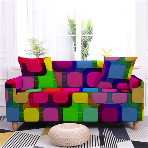 Cartoon Elastic Sofa Cover Stretch Couch Cover Geometric Sofa Covers