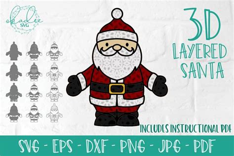 3d Layered Santa Svg 3d Christmas Layered Mandala Dxf