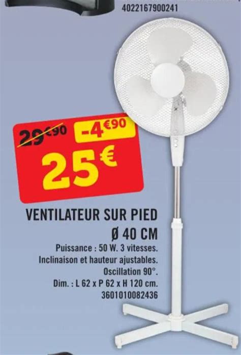 Promo Ventilateur Sur Pied Cm Chez E Leclerc