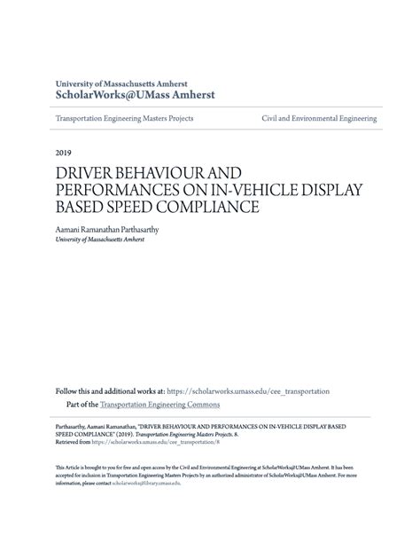 Fillable Online Scholarworks Umass Driver Behaviour And Performances On