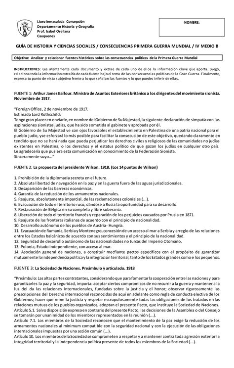 Guia consecuencias políticas de la primera guerra mundial PDF