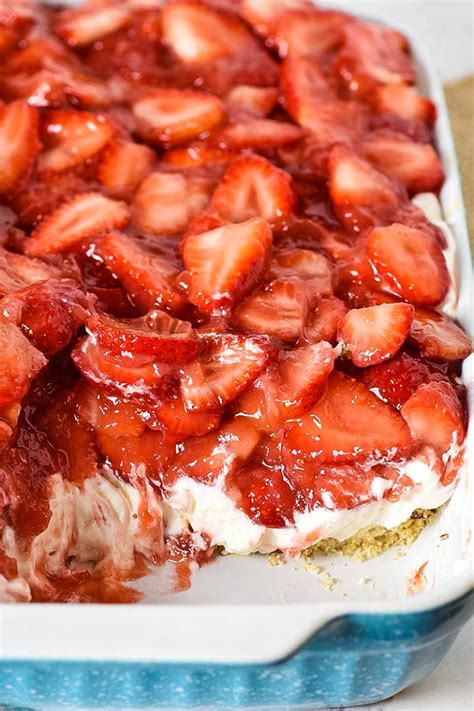 Strawberry Delight No Bake Dessert Flour On My Fingers