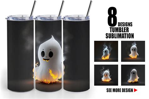 Tumbler D Cute Ghost Burning Graphic By Artnoy Creative Fabrica