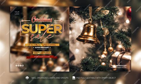 Premium PSD | Psd free psd christmas banner 7 poster social media tamplate