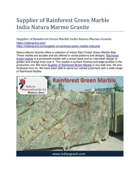 Ppt Supplier Of Rainforest Green Marble India Natura Marmo Granite