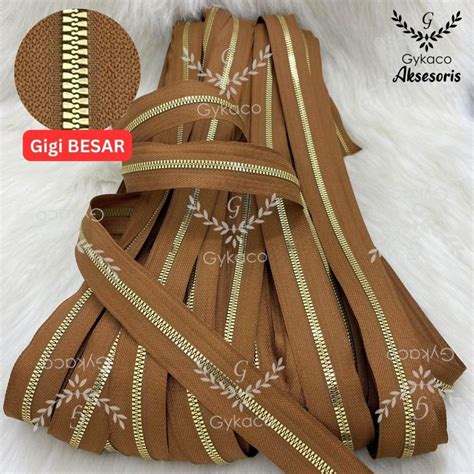 Jual Daun Resleting Besi Arah Gigi Besar No B Brown Emas