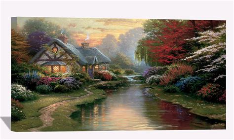 Amazon Bohu Arts Thomas Kinkade A Quiet Evening Canvas Art Thomas