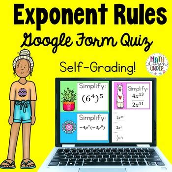 Exponent Rules Digital Assessment For Google Forms Quiz Test Practice