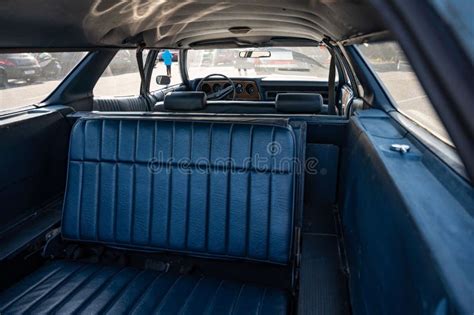 Interior View Of Classic Long Station Wagon With Wood Veneered Doors