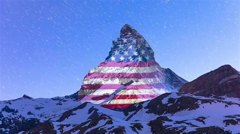 American Flag Illuminates Swiss Mountain Videos From The Weather Channel