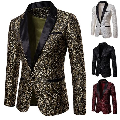 Men S Floral Party Dress Suit Stylish Dinner Jacket Wedding Blazer Prom