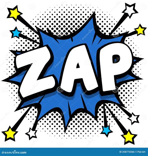 Zap Pop Art Comic Speech Bubbles Book Sound Effects Stock Vector